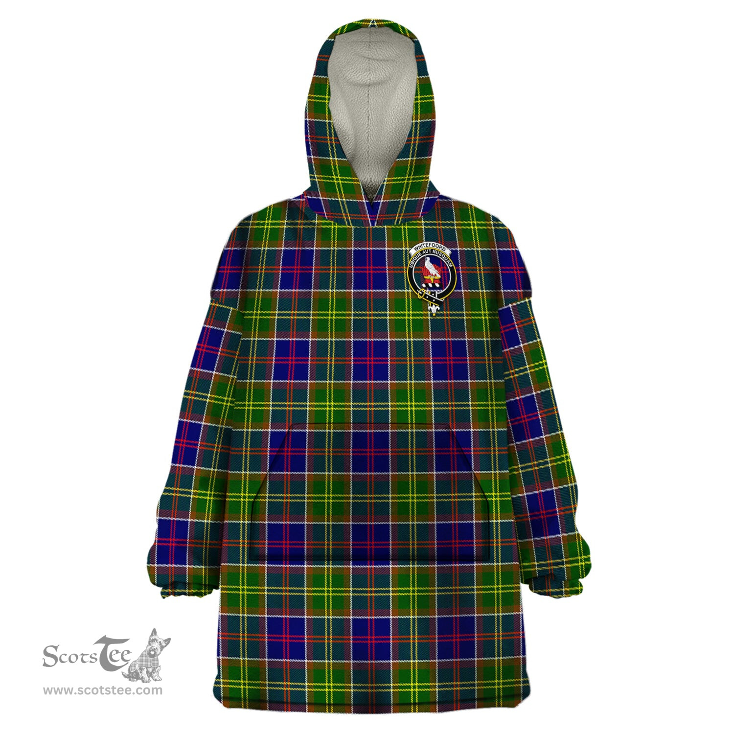 Scottish Whitefoord modern Clan Family Crest Tartan Snuggie Hoodie Plaid Wearable Blanket Hoodie