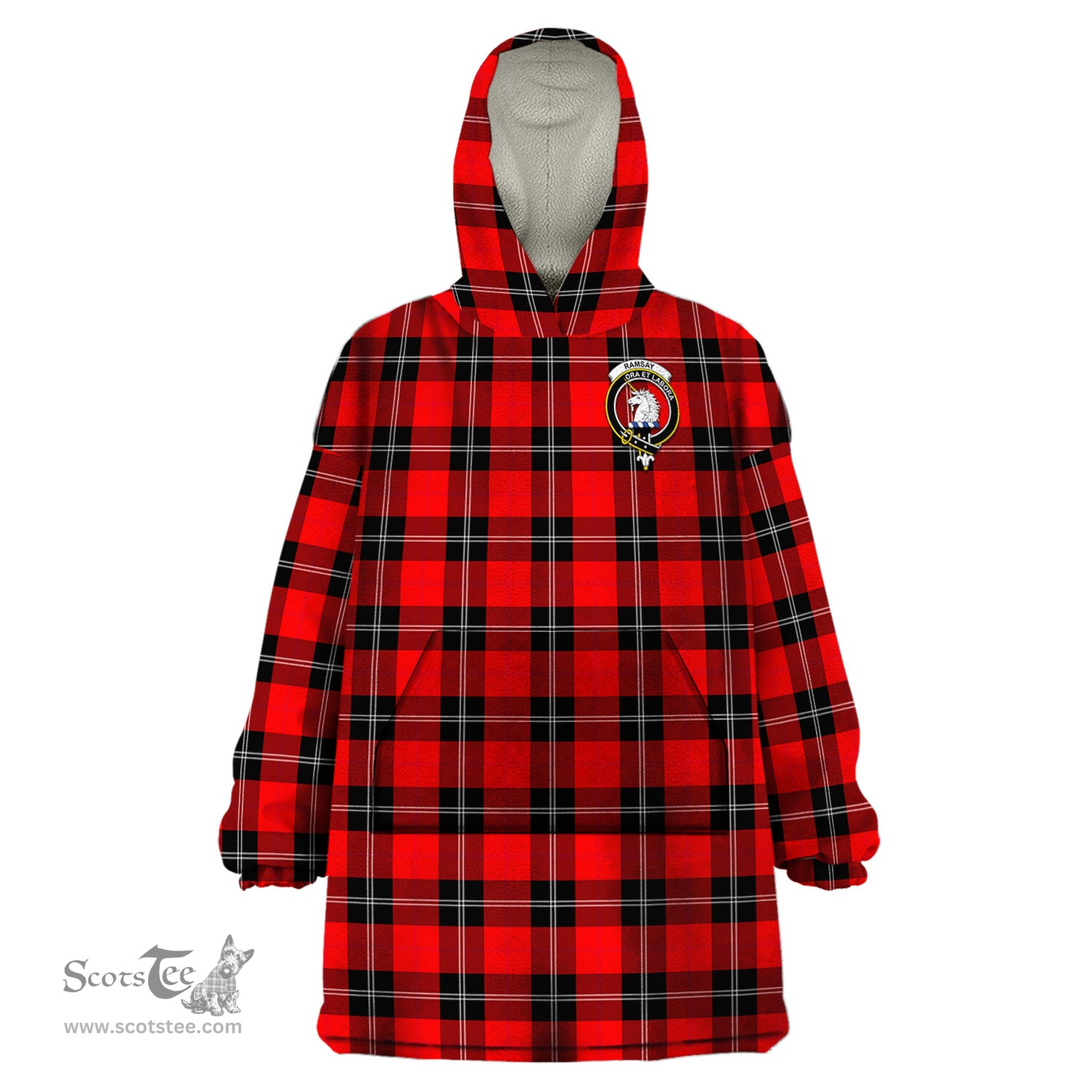 Scottish Ramsay Modern Clan Family Crest Tartan Snuggie Hoodie Plaid Wearable Blanket Hoodie