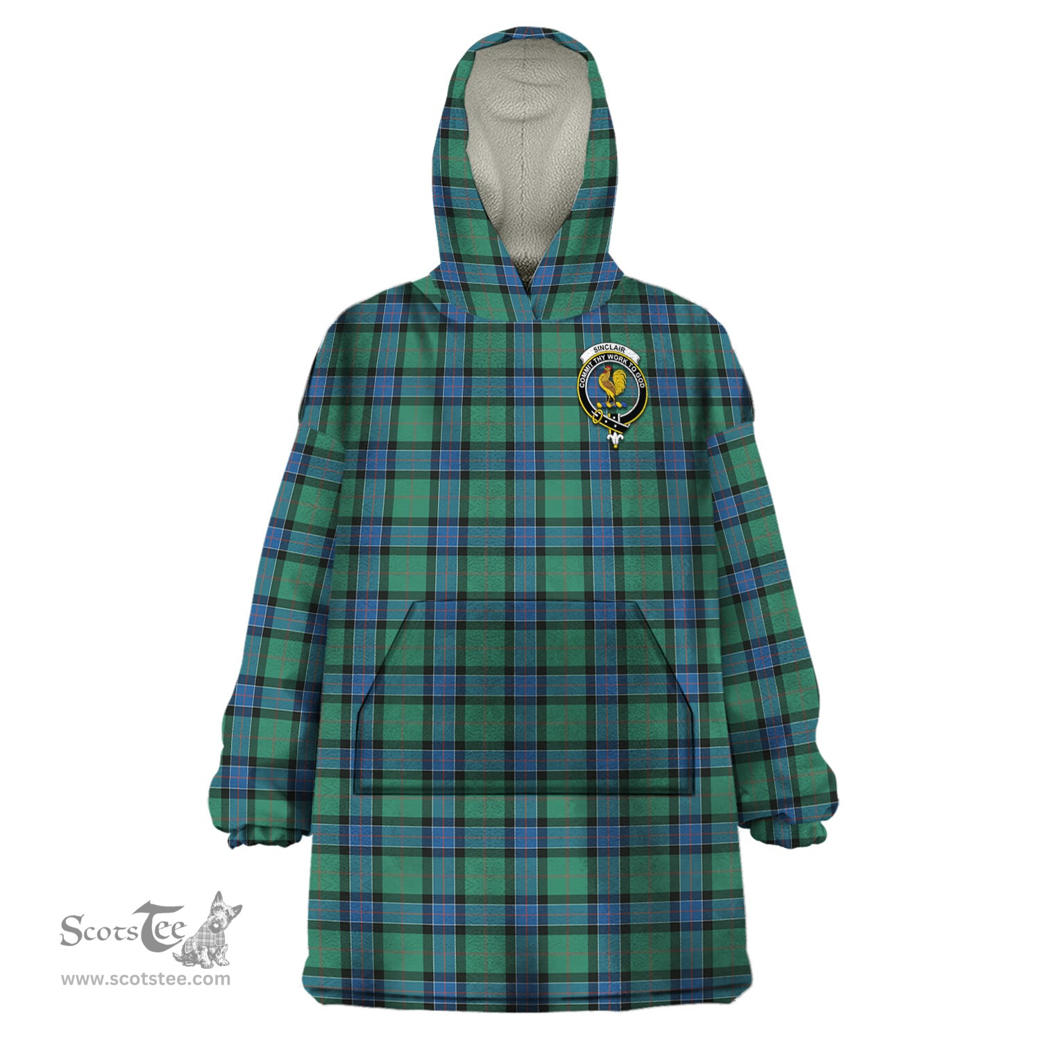 Scottish Sinclair Hunting Ancient Clan Family Crest Tartan Snuggie Hoodie Plaid Wearable Blanket Hoodie