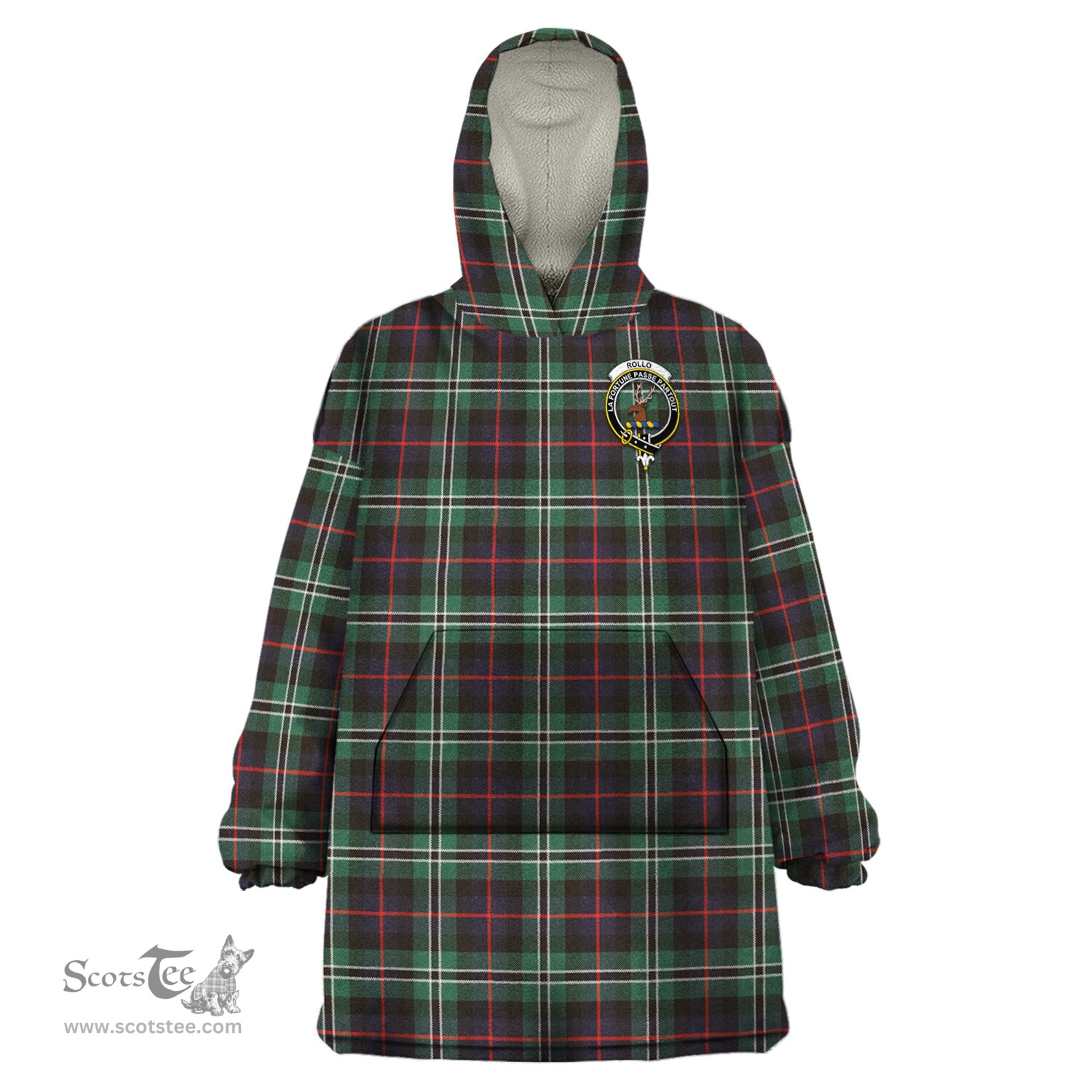 Scottish Rollo Hunting Clan Family Crest Tartan Snuggie Hoodie Plaid Wearable Blanket Hoodie