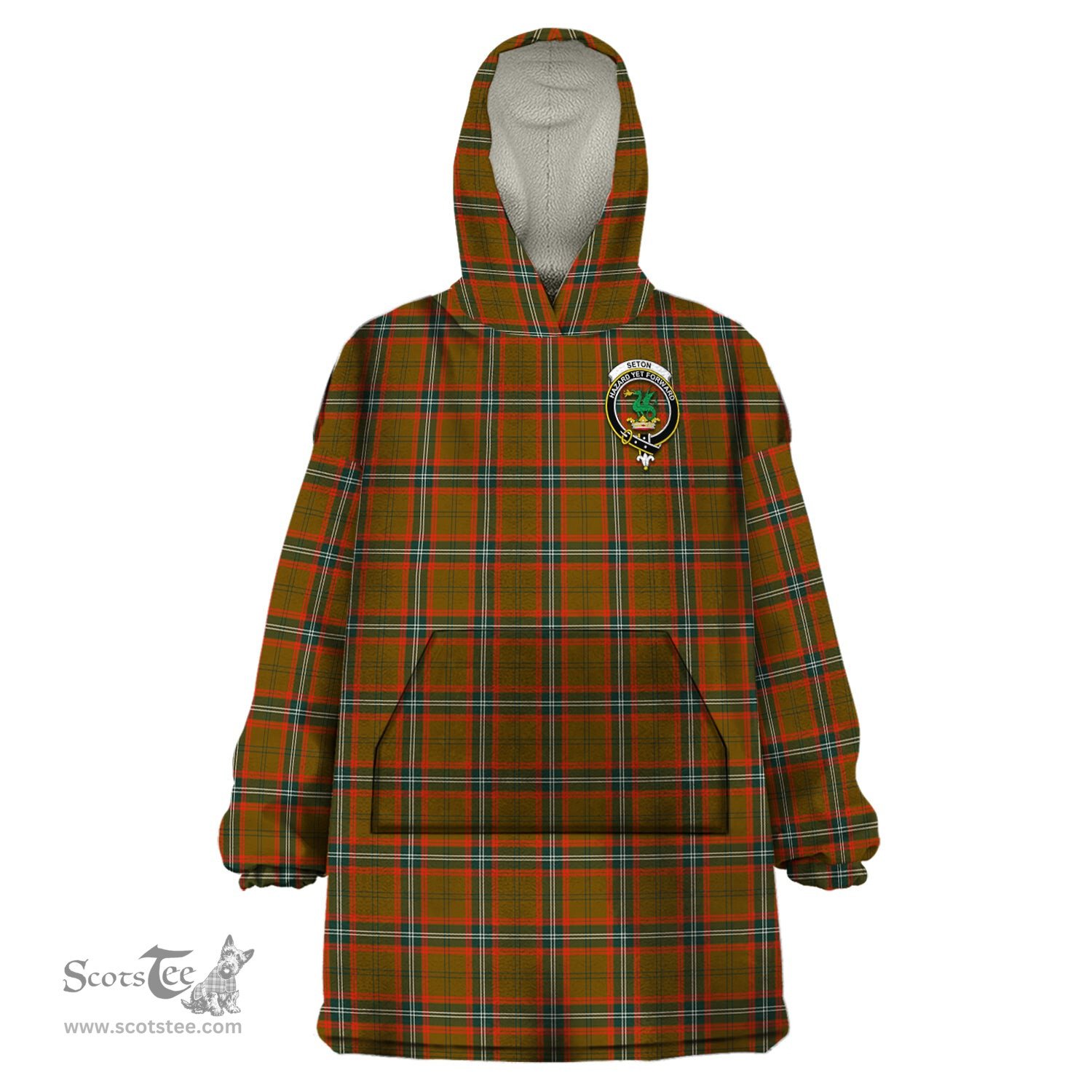 Scottish Seton Hunting Modern Clan Family Crest Tartan Snuggie Hoodie Plaid Wearable Blanket Hoodie