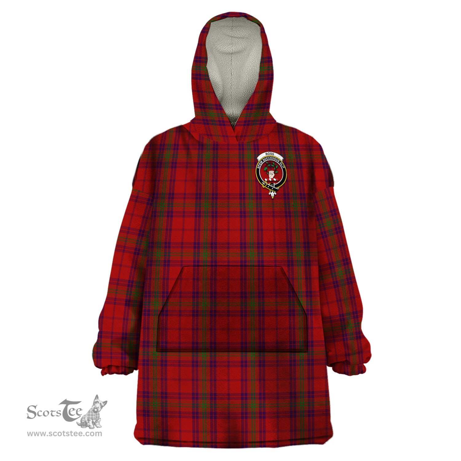 Scottish Ross Old Clan Family Crest Tartan Snuggie Hoodie Plaid Wearable Blanket Hoodie