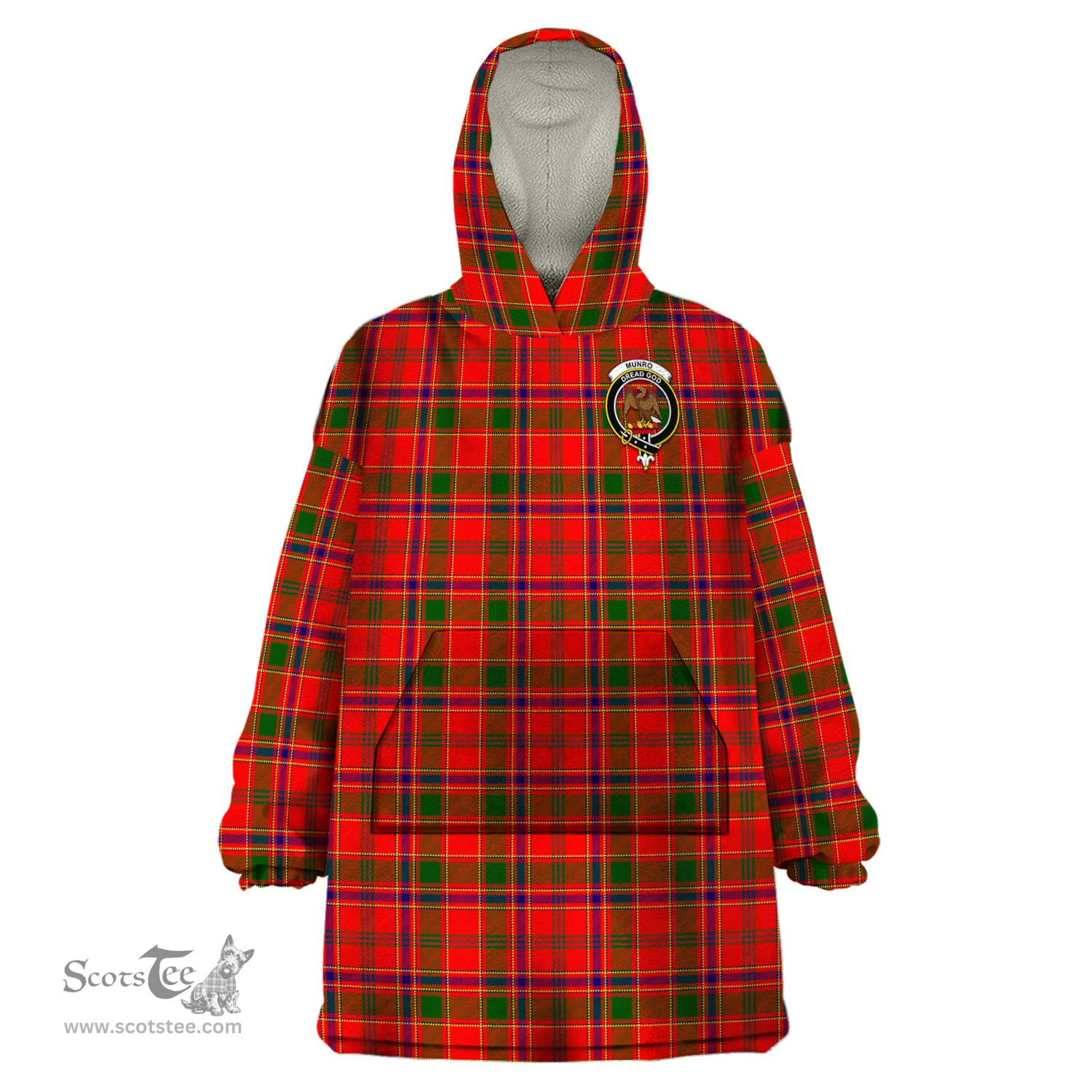 Scottish Munro Modern Clan Family Crest Tartan Snuggie Hoodie Plaid Wearable Blanket Hoodie
