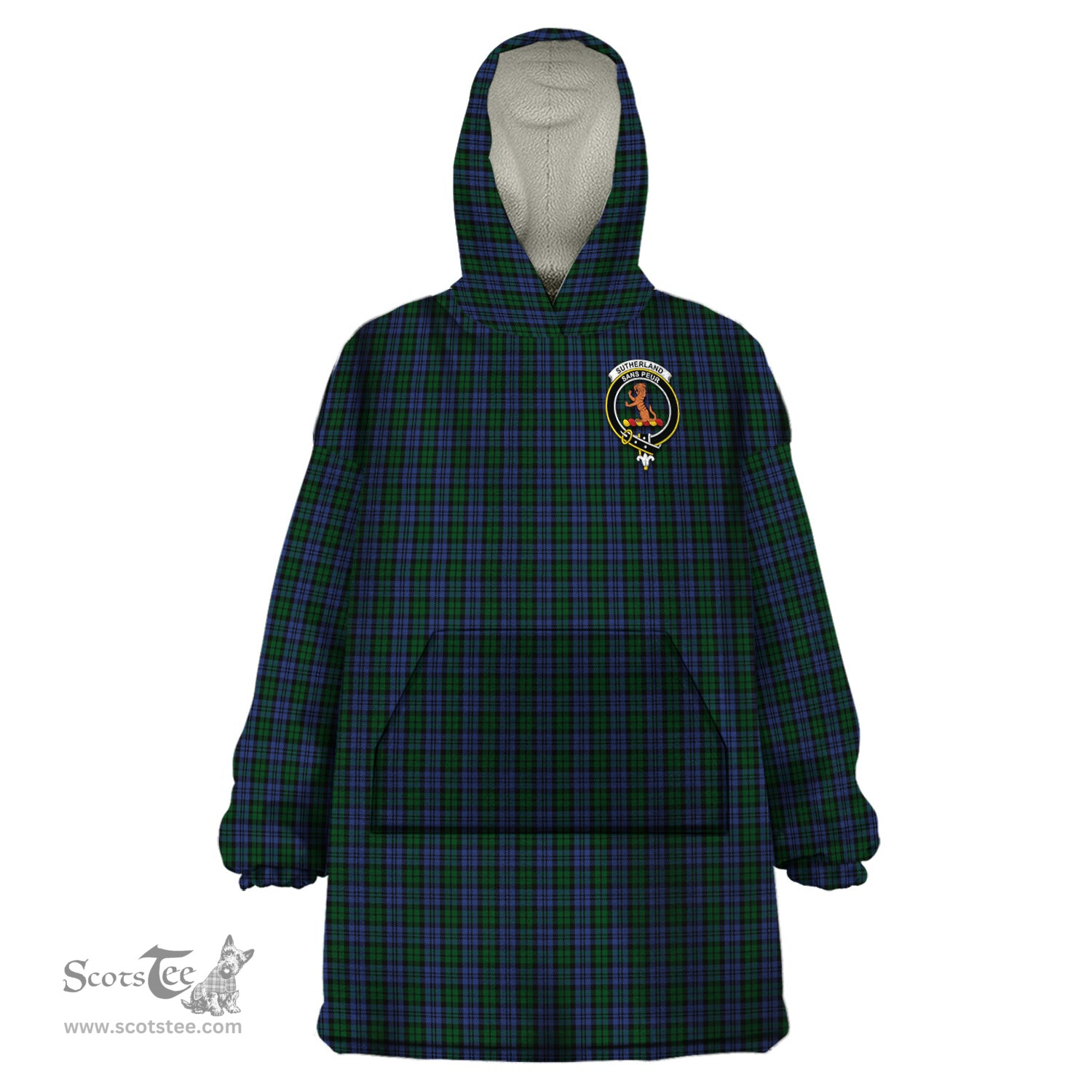 Scottish Sutherland Clan Family Crest Tartan Snuggie Hoodie Plaid Wearable Blanket Hoodie