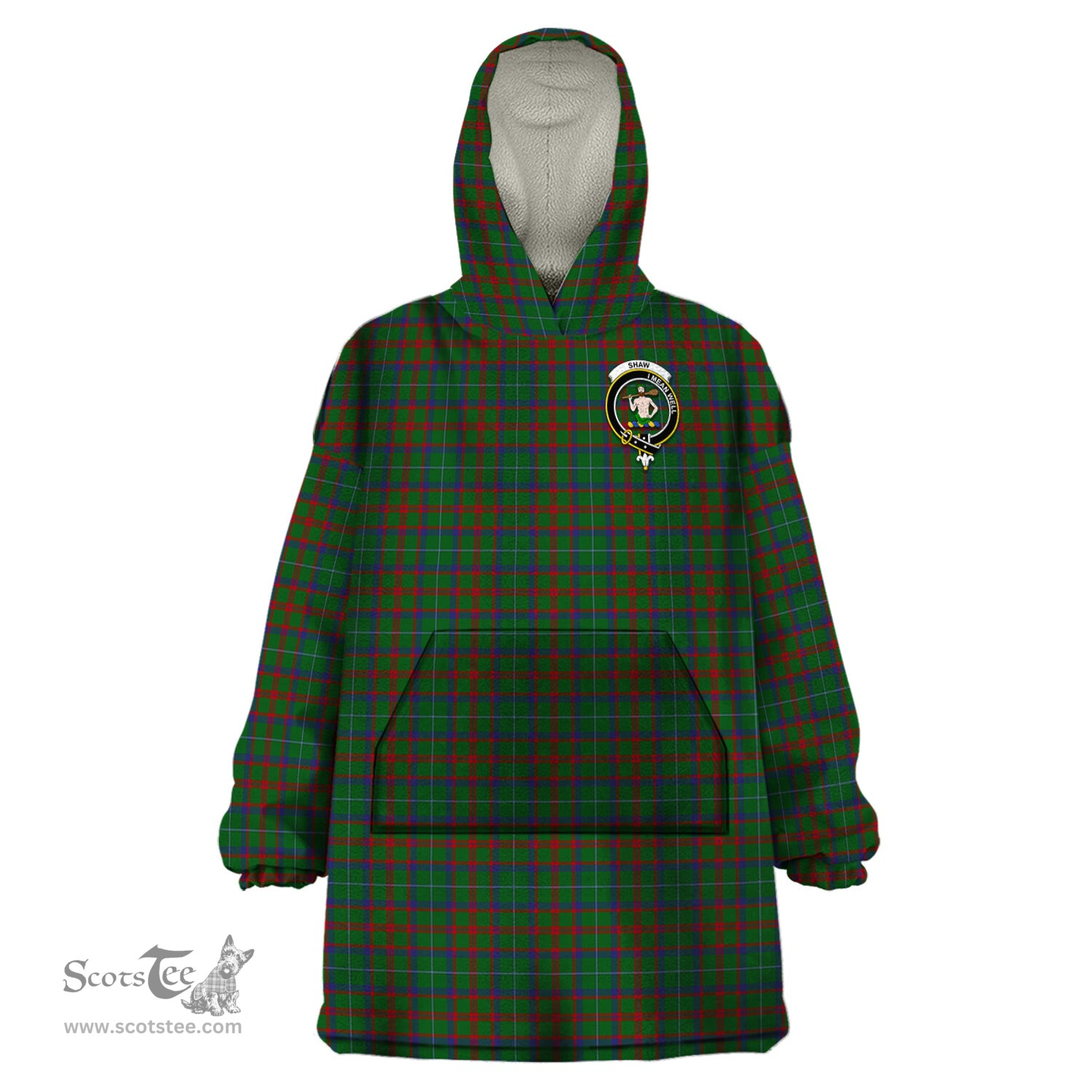 Scottish Shaw of Tordarroch Green Hunting Clan Family Crest Tartan Snuggie Hoodie Plaid Wearable Blanket Hoodie