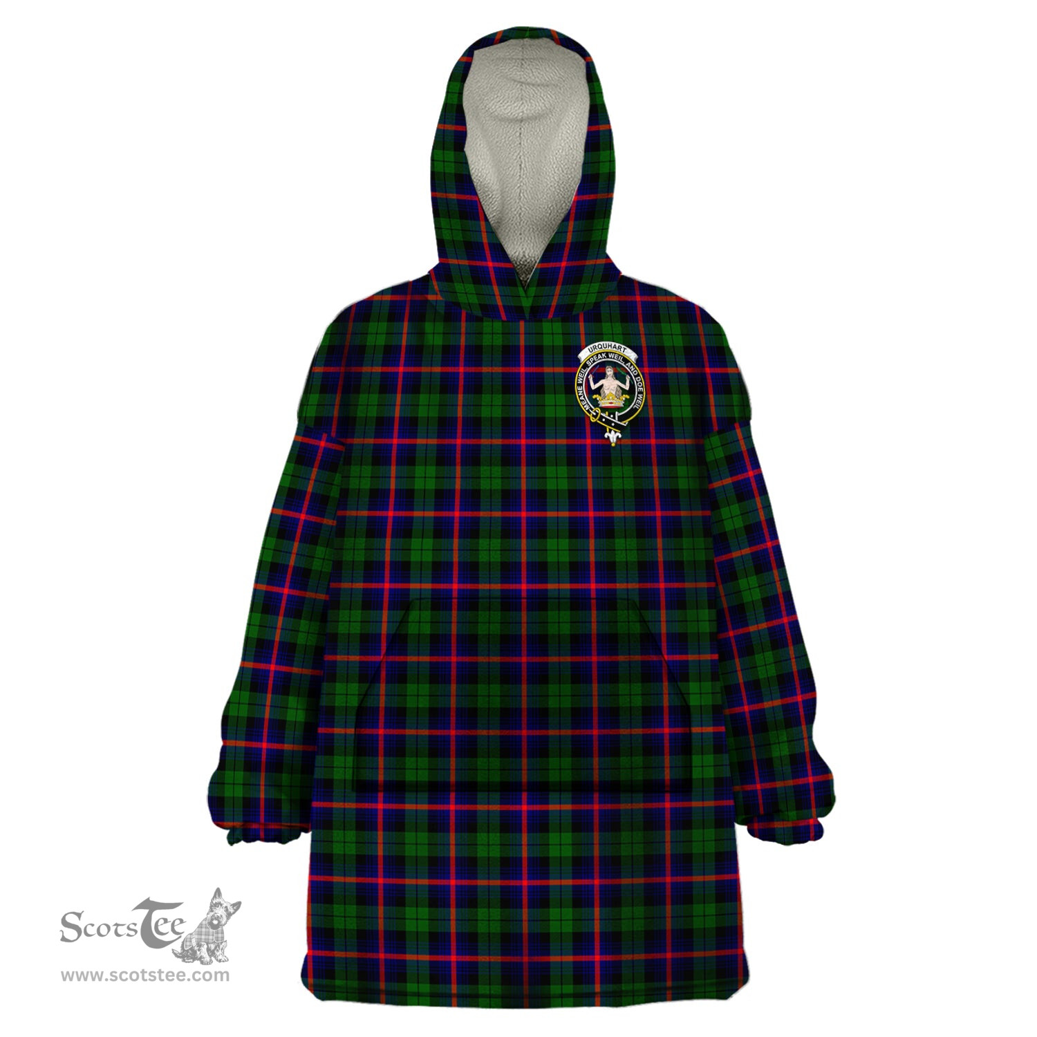 Scottish Urquhart Modern Clan Family Crest Tartan Snuggie Hoodie Plaid Wearable Blanket Hoodie