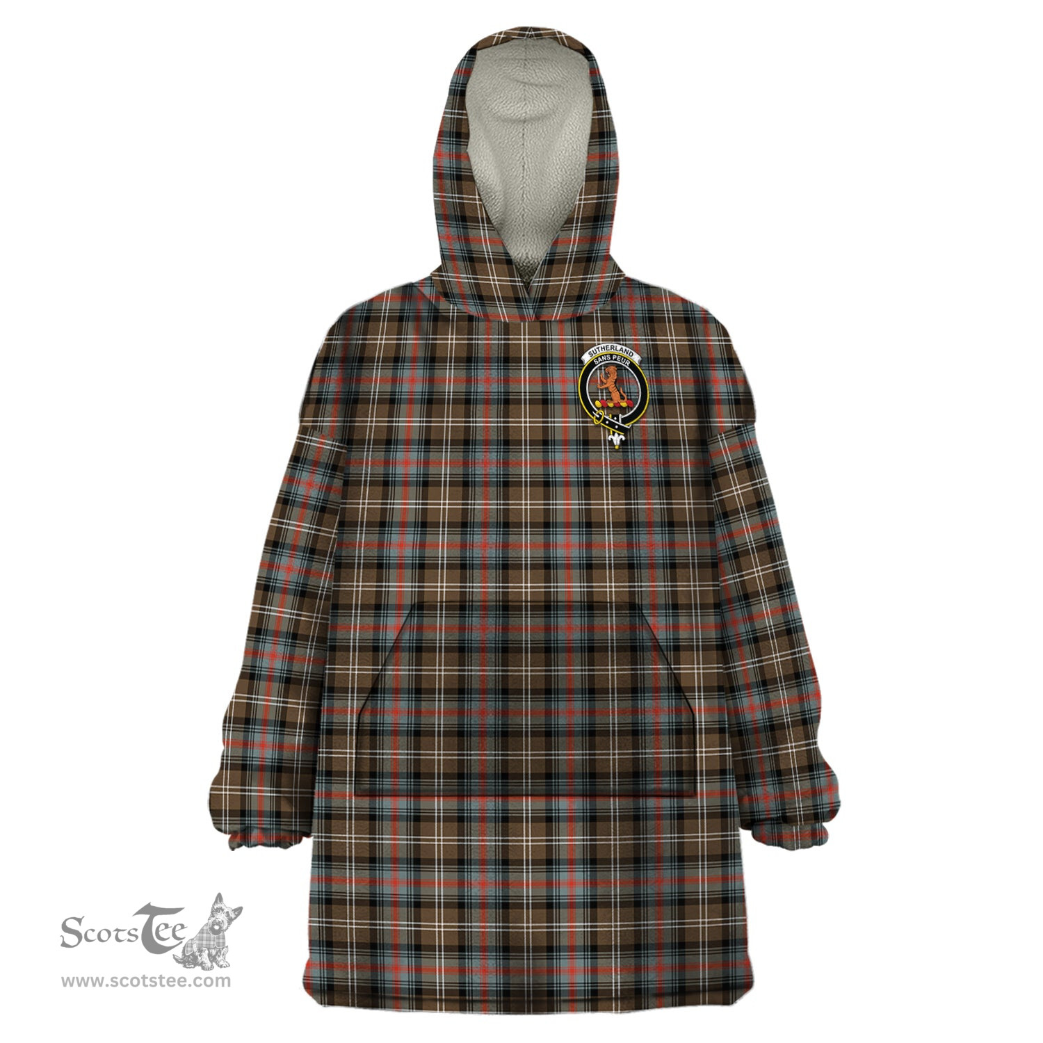 Scottish Sutherland Weathered Clan Family Crest Tartan Snuggie Hoodie Plaid Wearable Blanket Hoodie