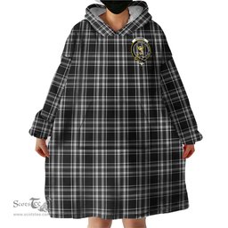 Scottish Stewart Black and White Clan Family Crest Tartan Snuggie Hoodie Plaid Wearable Blanket Hoodie