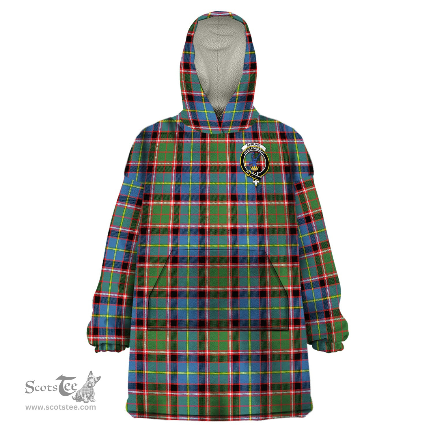 Scottish Stirling Bannockburn Clan Family Crest Tartan Snuggie Hoodie Plaid Wearable Blanket Hoodie
