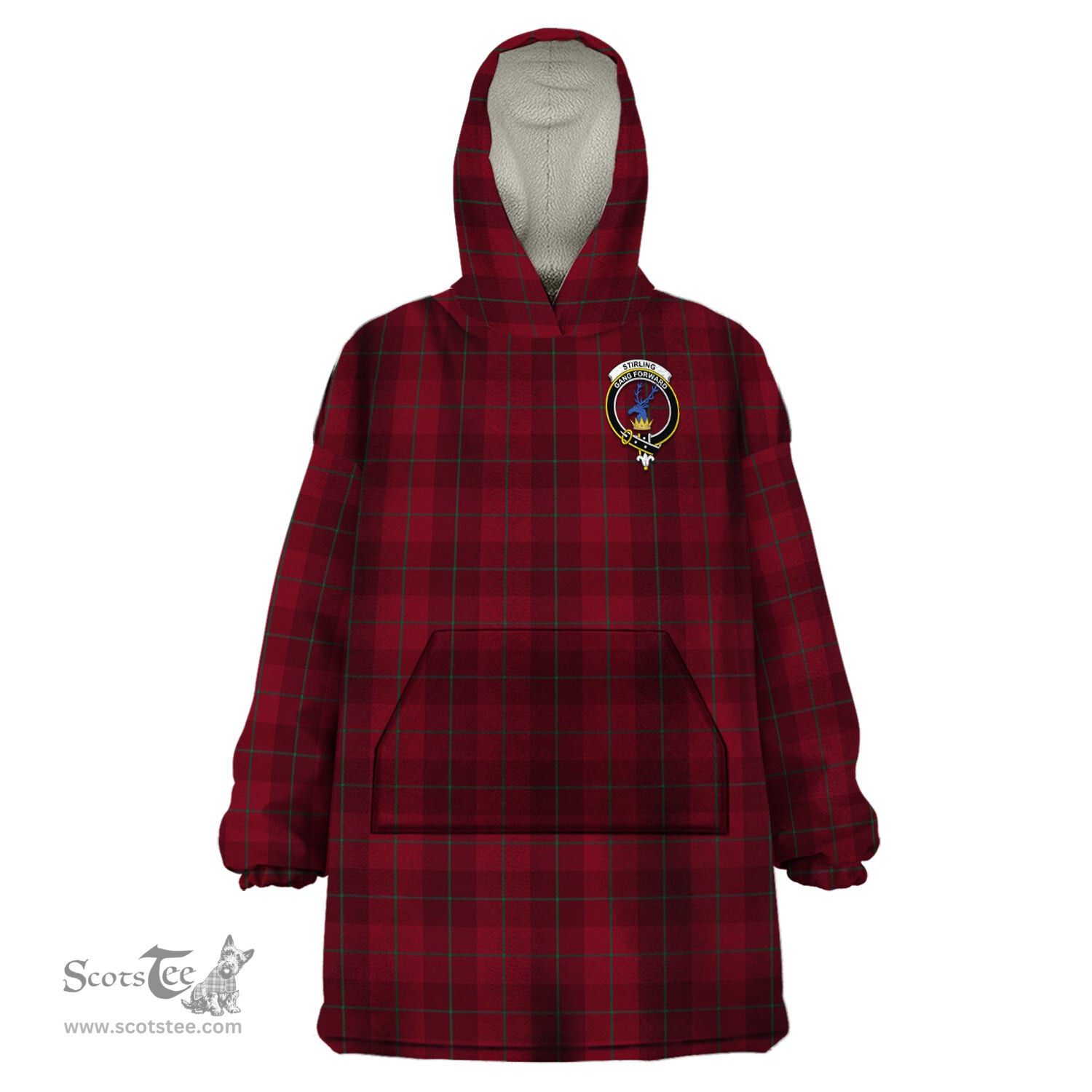 Scottish Stirling of Keir Clan Family Crest Tartan Snuggie Hoodie Plaid Wearable Blanket Hoodie
