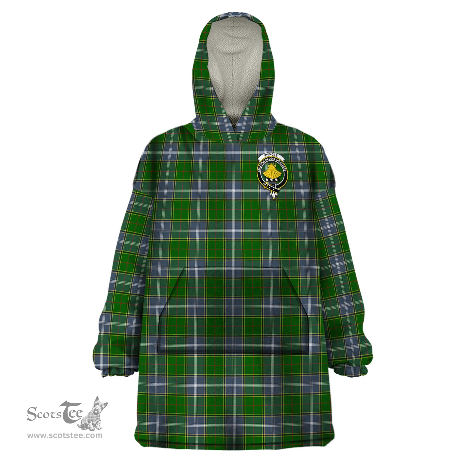 Scottish Pringle Clan Family Crest Tartan Snuggie Hoodie Plaid Wearable Blanket Hoodie