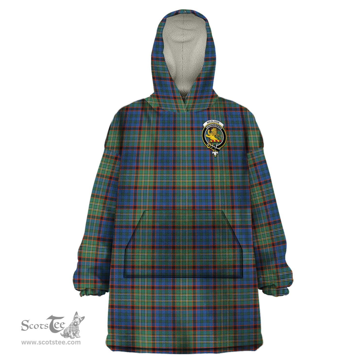 Scottish Nicolson Hunting Ancient Clan Family Crest Tartan Snuggie Hoodie Plaid Wearable Blanket Hoodie