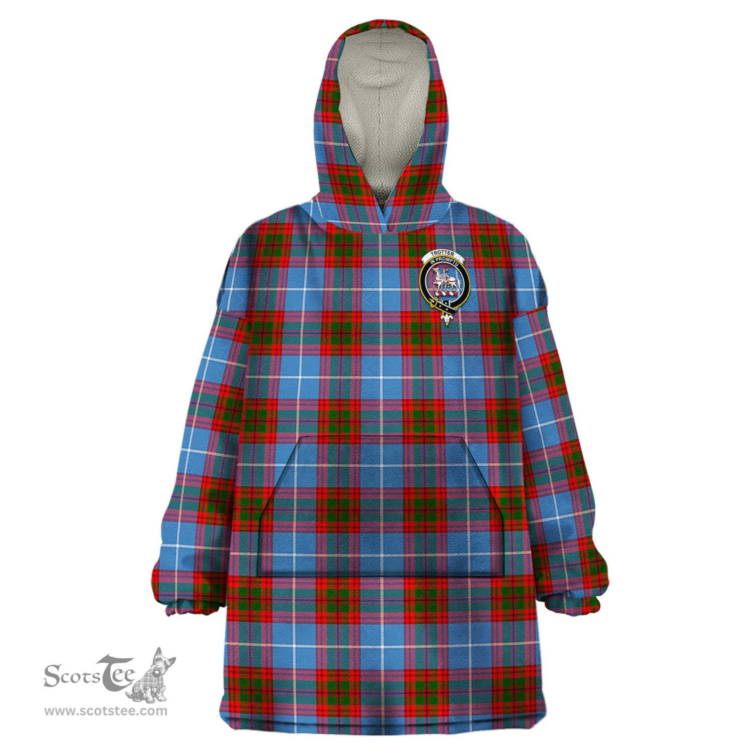 Scottish Trotter Clan Family Crest Tartan Snuggie Hoodie Plaid Wearable Blanket Hoodie