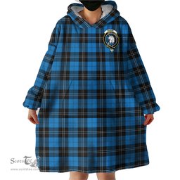 Scottish Ramsay Blue Ancient Clan Family Crest Tartan Snuggie Hoodie Plaid Wearable Blanket Hoodie