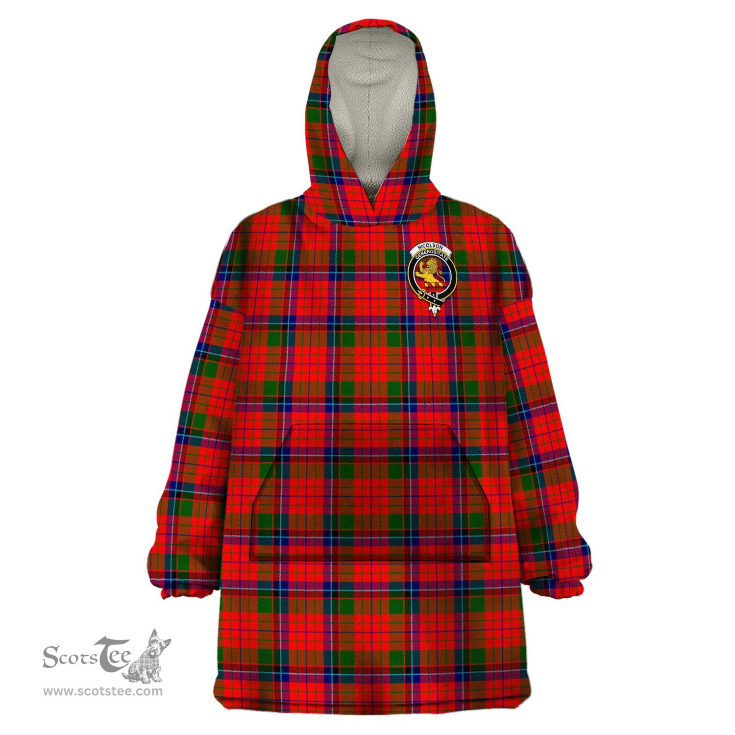Scottish Nicolson Modern Clan Family Crest Tartan Snuggie Hoodie Plaid Wearable Blanket Hoodie