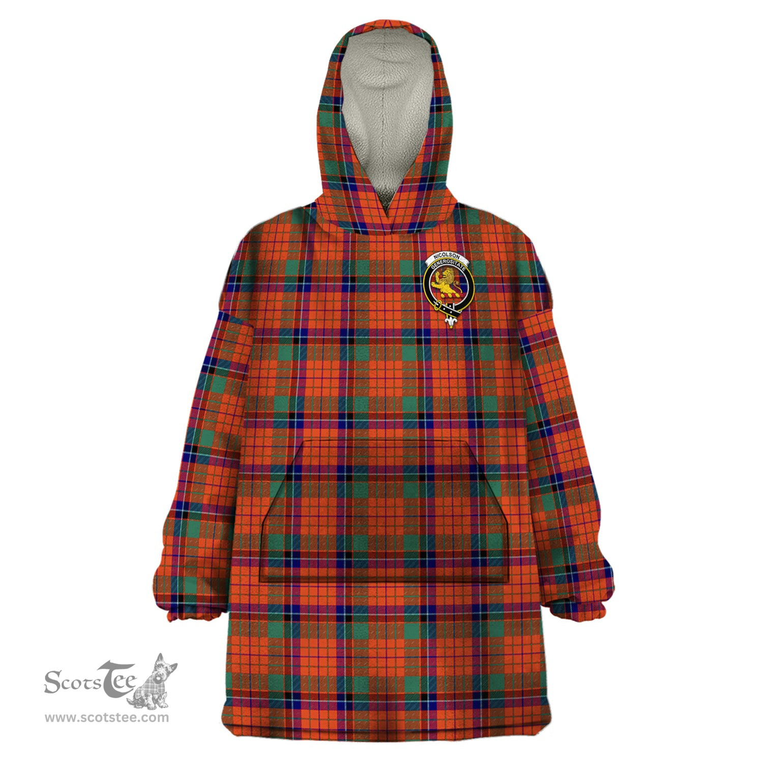Scottish Nicolson Ancient Clan Family Crest Tartan Snuggie Hoodie Plaid Wearable Blanket Hoodie