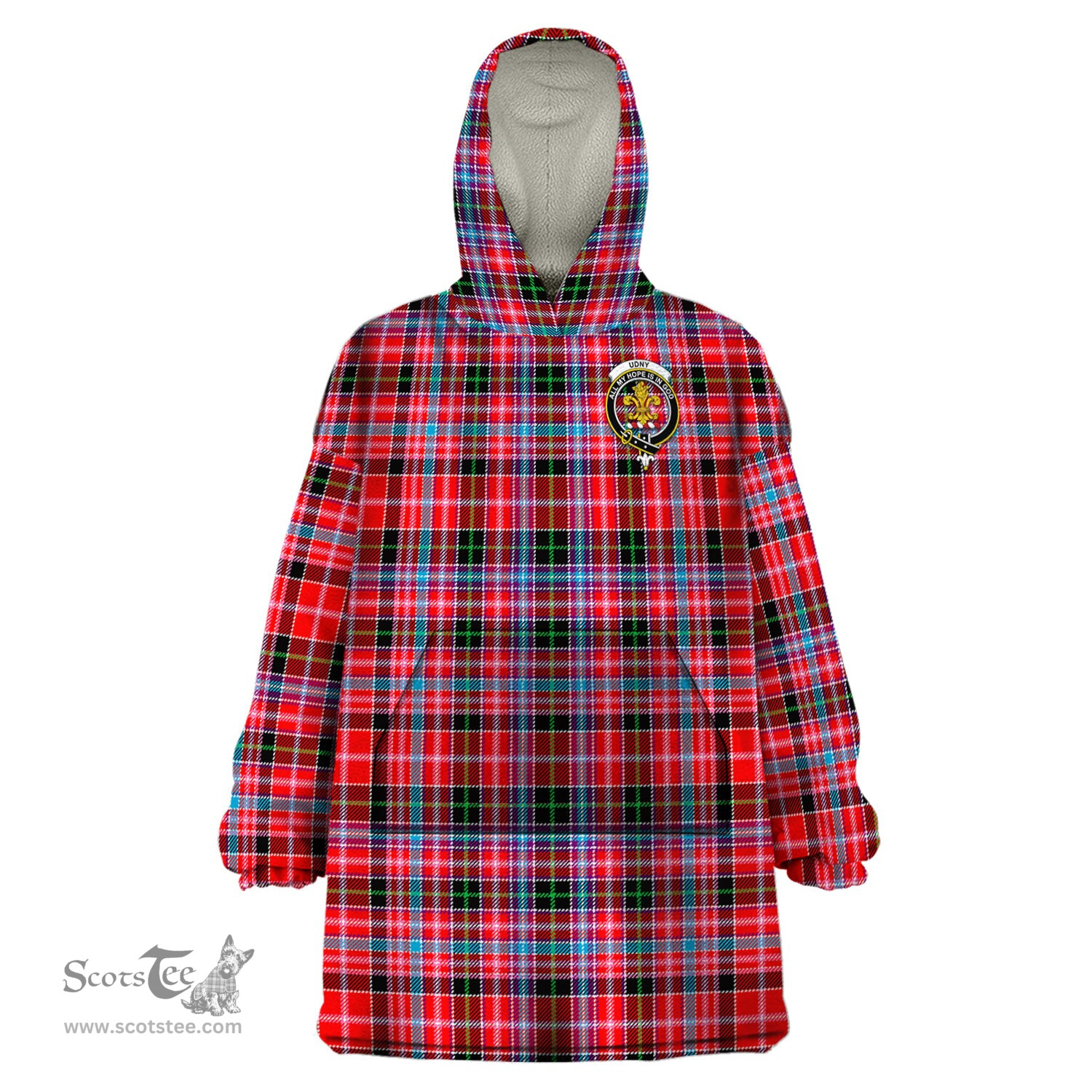 Scottish Udny Clan Family Crest Tartan Snuggie Hoodie Plaid Wearable Blanket Hoodie