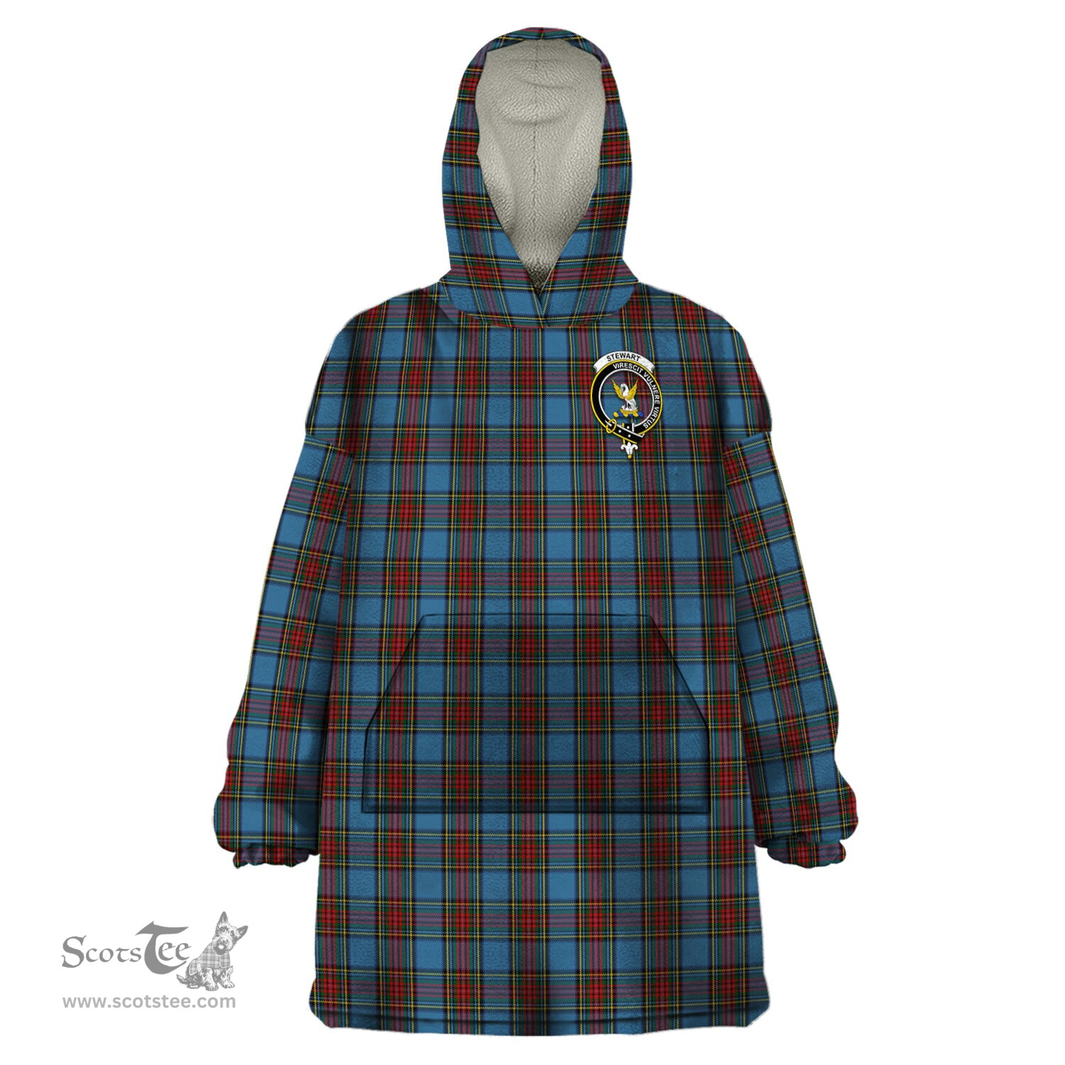 Scottish Stewart Royal Blue Clan Family Crest Tartan Snuggie Hoodie Plaid Wearable Blanket Hoodie