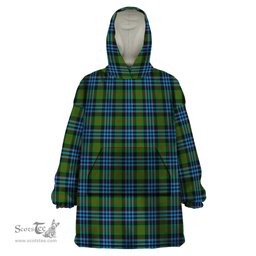 Scottish Newlands of Lauriston Clan Tartan Snuggie Hoodie Plaid Wearable Blanket Hoodie