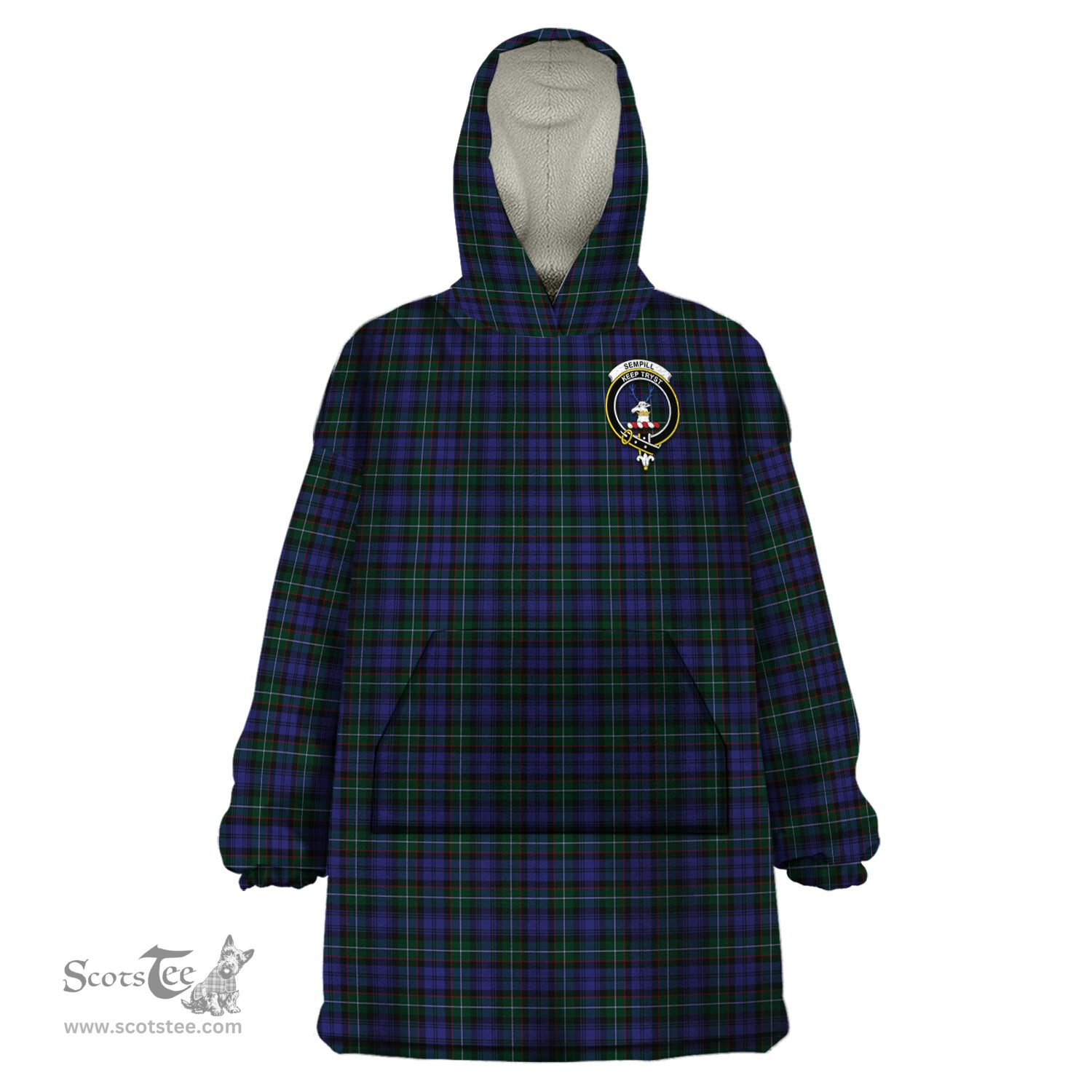 Scottish Sempill Clan Family Crest Tartan Snuggie Hoodie Plaid Wearable Blanket Hoodie