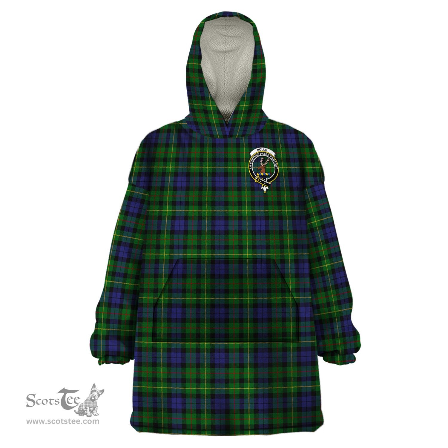 Scottish Rollo Clan Family Crest Tartan Snuggie Hoodie Plaid Wearable Blanket Hoodie