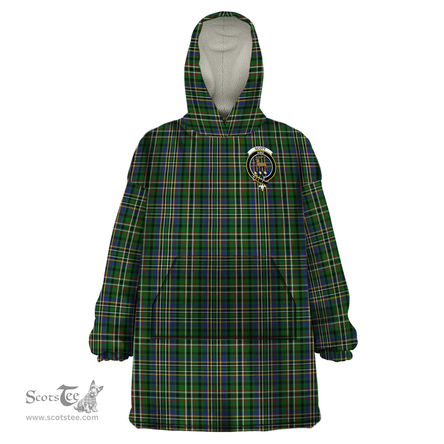 Scottish Scott Green Clan Family Crest Tartan Snuggie Hoodie Plaid Wearable Blanket Hoodie