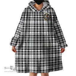 Scottish Scott Black White Clan Family Crest Tartan Snuggie Hoodie Plaid Wearable Blanket Hoodie