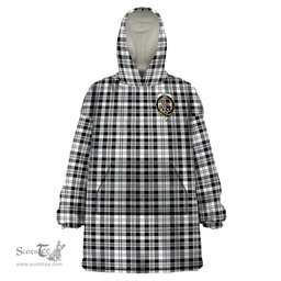 Scottish Scott Black White Clan Family Crest Tartan Snuggie Hoodie Plaid Wearable Blanket Hoodie