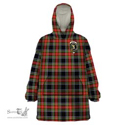 Scottish Stewart Black Clan Family Crest Tartan Snuggie Hoodie Plaid Wearable Blanket Hoodie