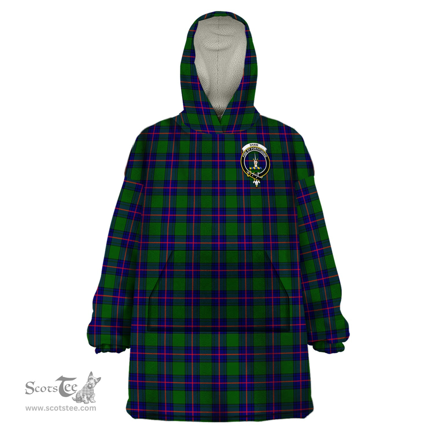 Scottish Shaw Modern Clan Family Crest Tartan Snuggie Hoodie Plaid Wearable Blanket Hoodie