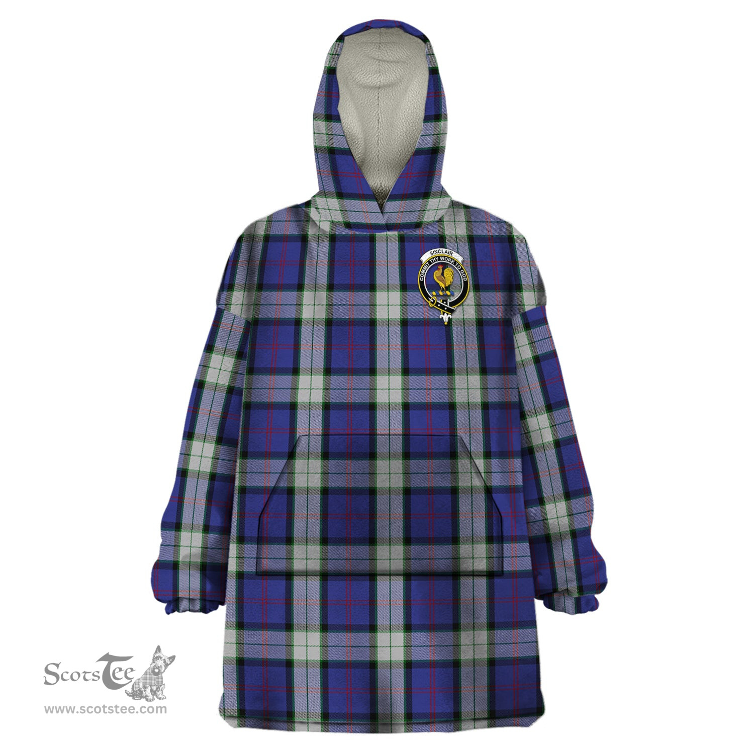 Scottish Sinclair Dress Clan Family Crest Tartan Snuggie Hoodie Plaid Wearable Blanket Hoodie