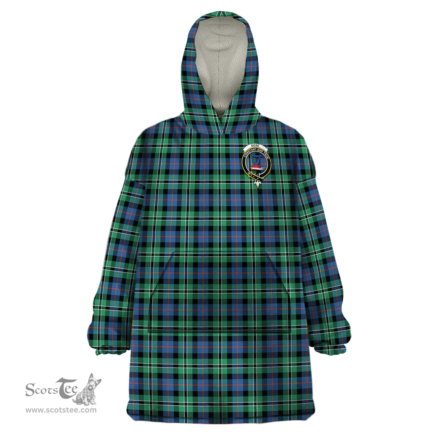 Scottish Rose Hunting Ancient Clan Family Crest Tartan Snuggie Hoodie Plaid Wearable Blanket Hoodie