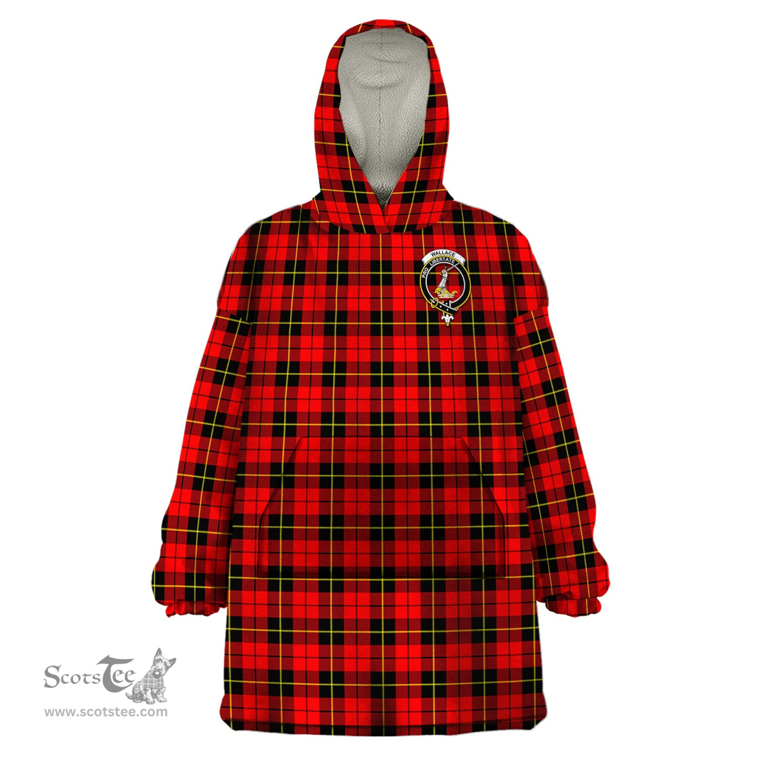 Scottish Wallace Hunting Red Clan Family Crest Tartan Snuggie Hoodie Plaid Wearable Blanket Hoodie