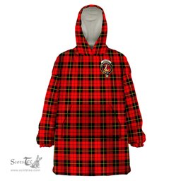 Scottish Wallace Hunting Red Clan Family Crest Tartan Snuggie Hoodie Plaid Wearable Blanket Hoodie