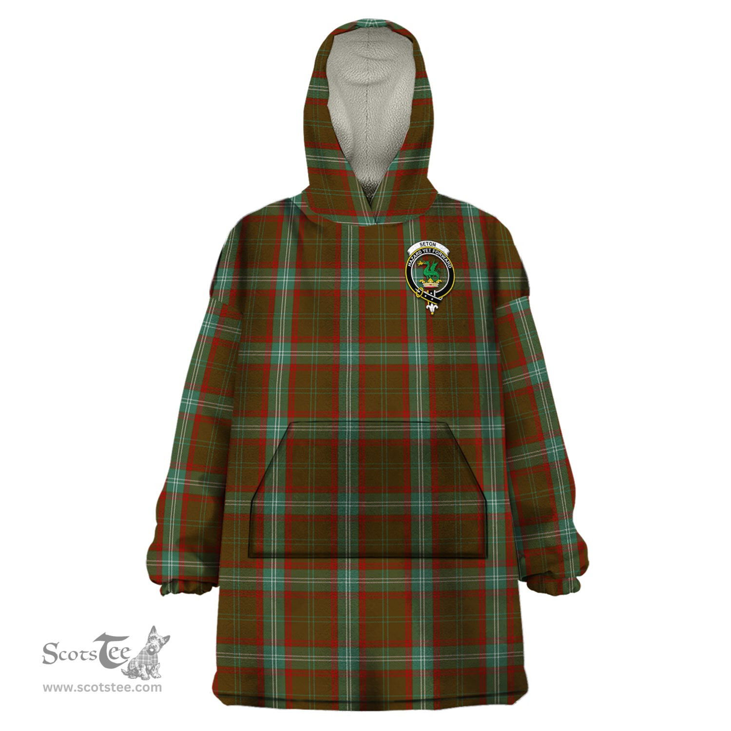 Scottish Seton Hunting Clan Family Crest Tartan Snuggie Hoodie Plaid Wearable Blanket Hoodie