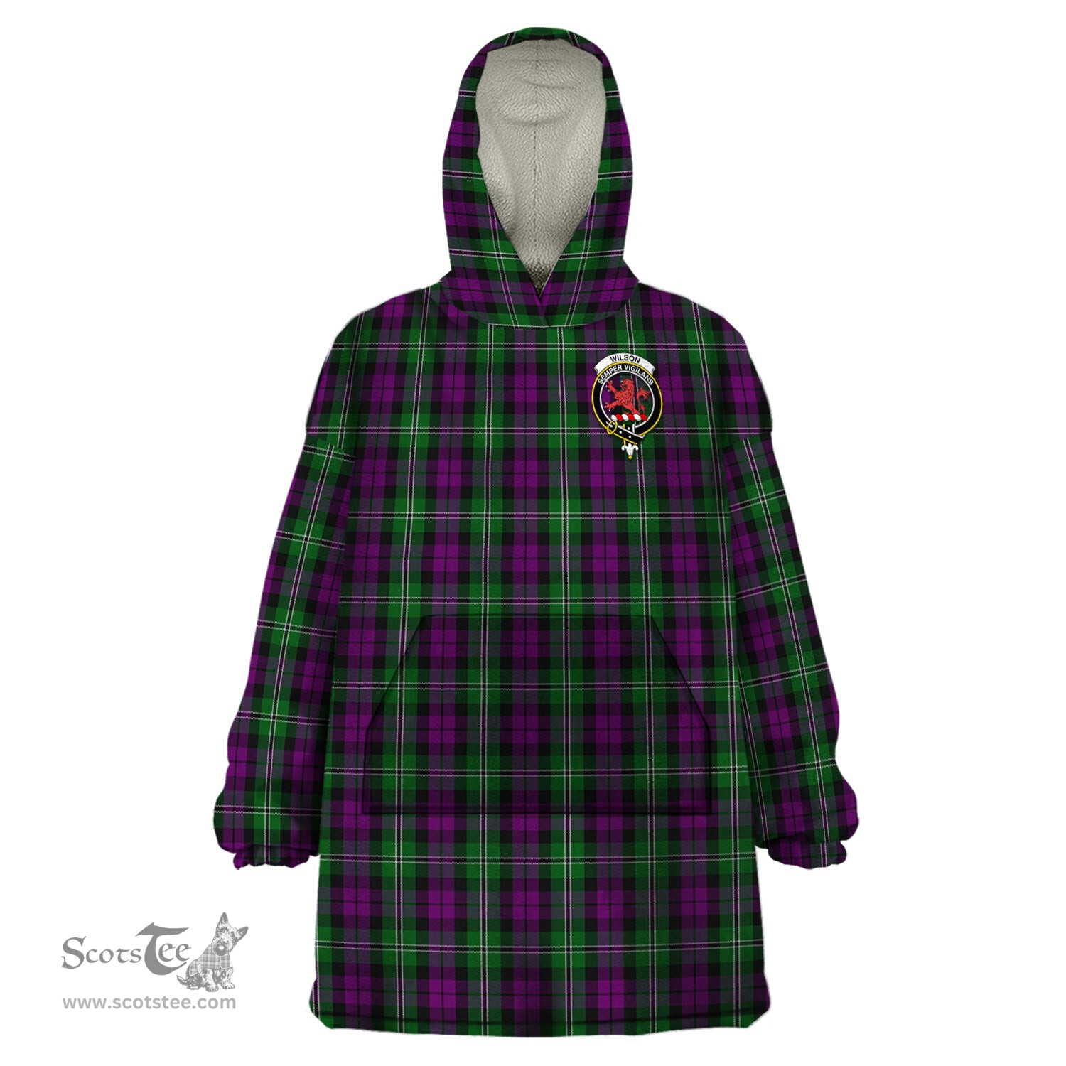 Scottish Wilson Clan Family Crest Tartan Snuggie Hoodie Plaid Wearable Blanket Hoodie