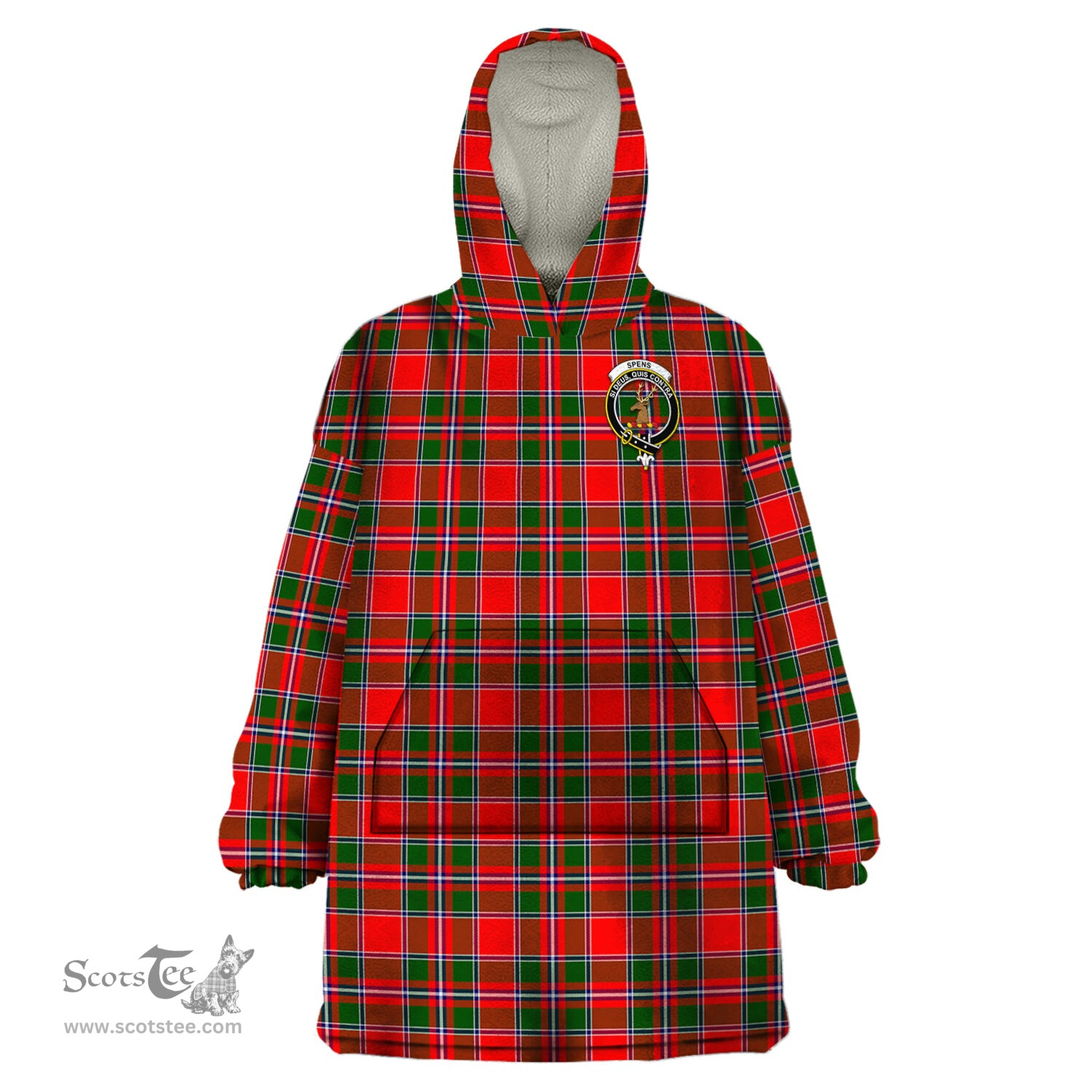 Scottish Spens Modern Clan Family Crest Tartan Snuggie Hoodie Plaid Wearable Blanket Hoodie