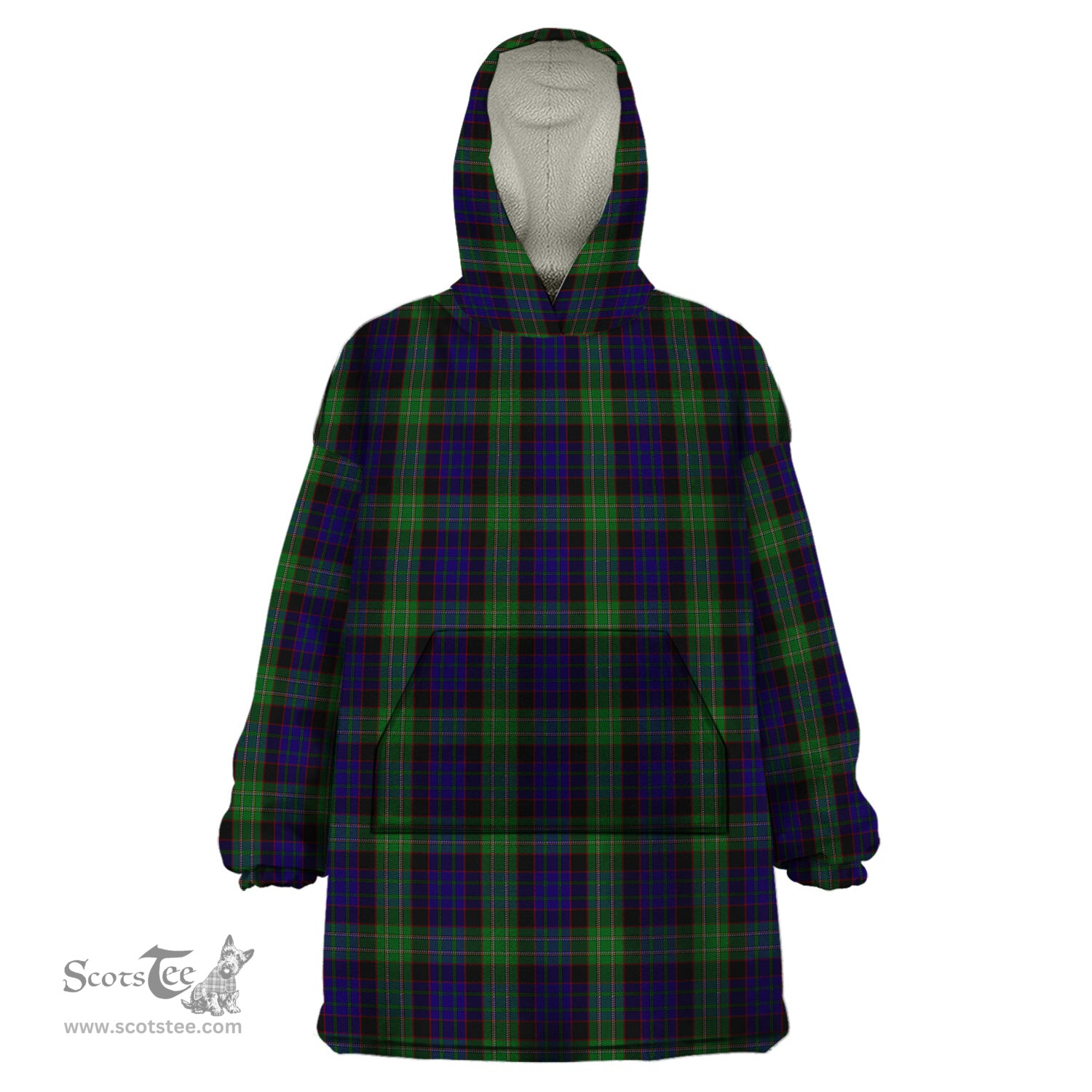 Scottish Nicolson Green Hunting Clan Tartan Snuggie Hoodie Plaid Wearable Blanket Hoodie