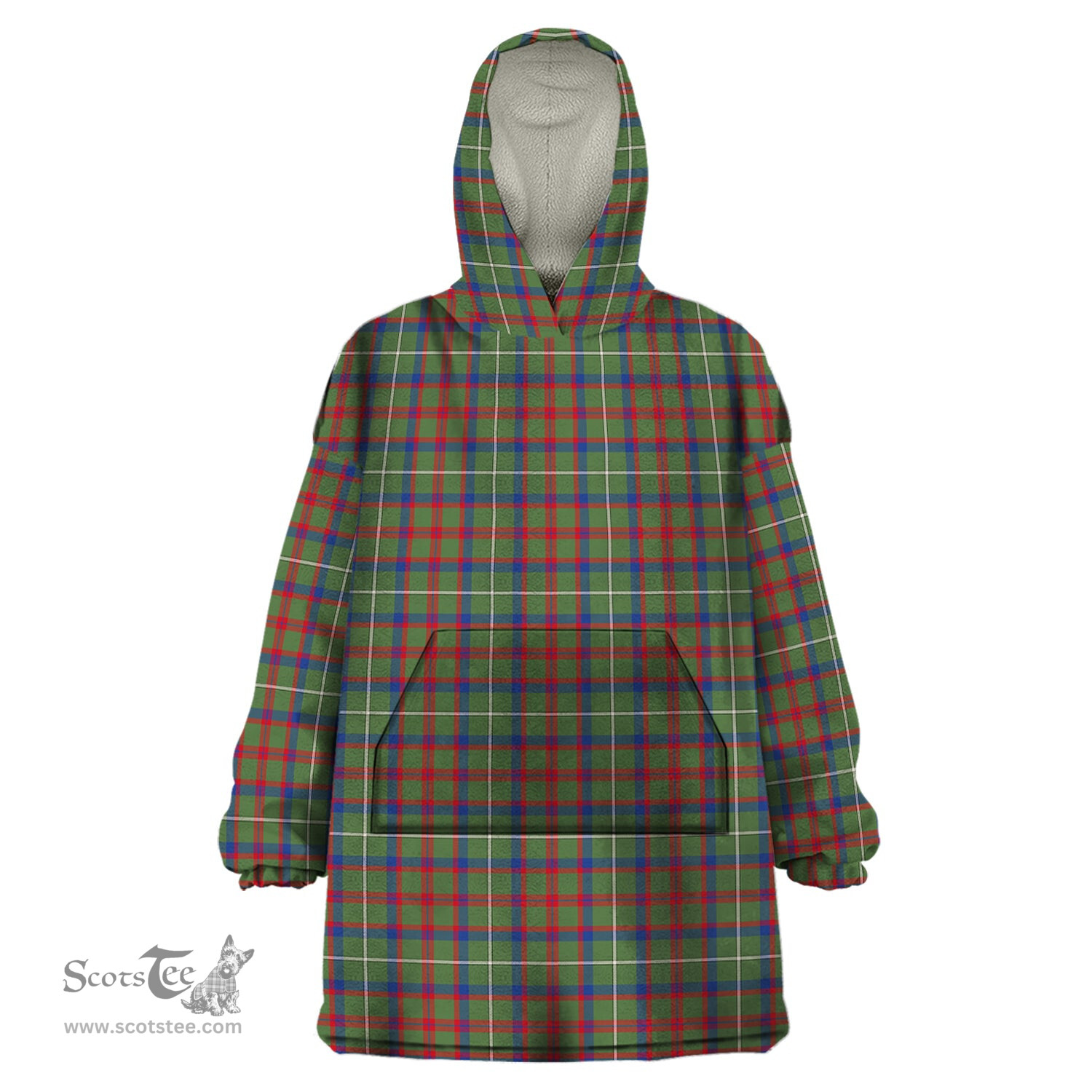 Scottish Shaw Green Modern Clan Tartan Snuggie Hoodie Plaid Wearable Blanket Hoodie