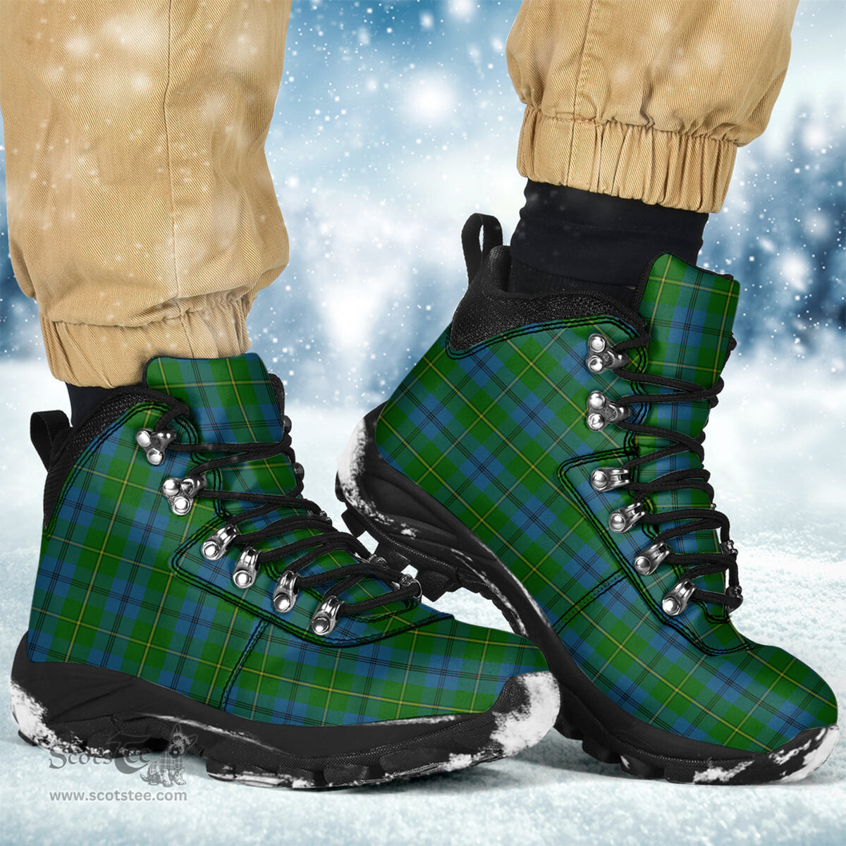 Scottish Johnstone-Johnston Clan Tartan Alpine Boots