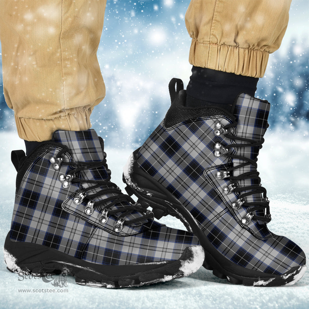 Scottish Menzies Black Dress Clan Tartan Alpine Boots