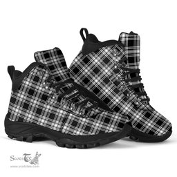 Scottish Menzies Black and White Clan Tartan Alpine Boots