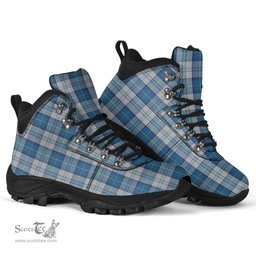 Scottish Menzies Dress Blue and White Clan Tartan Alpine Boots