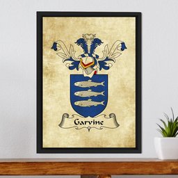 Scottish Garvine or Garvan Clan Crest Framed Canvas Print