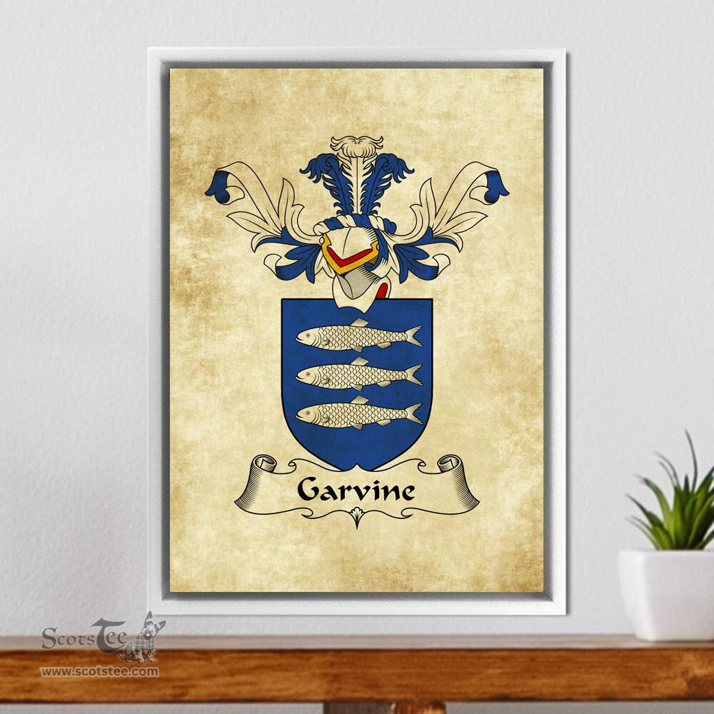 Scottish Garvine or Garvan Clan Crest Framed Canvas Print