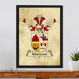 Scottish MacLean of Duart Clan Crest Framed Canvas Print