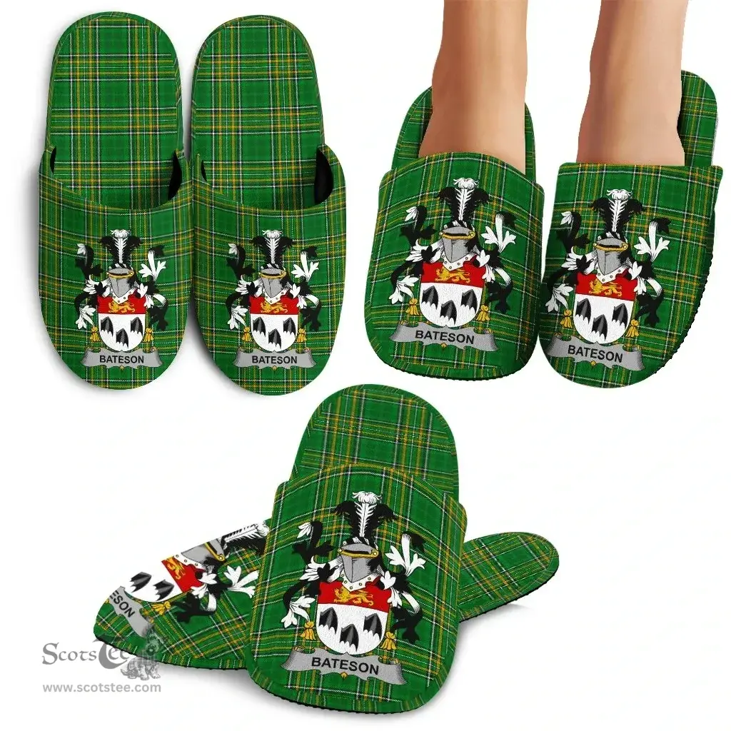 Irish Bateson Coat of Arms Family Crest Ireland House Slippers Irish National Tartan Irish County Slippers