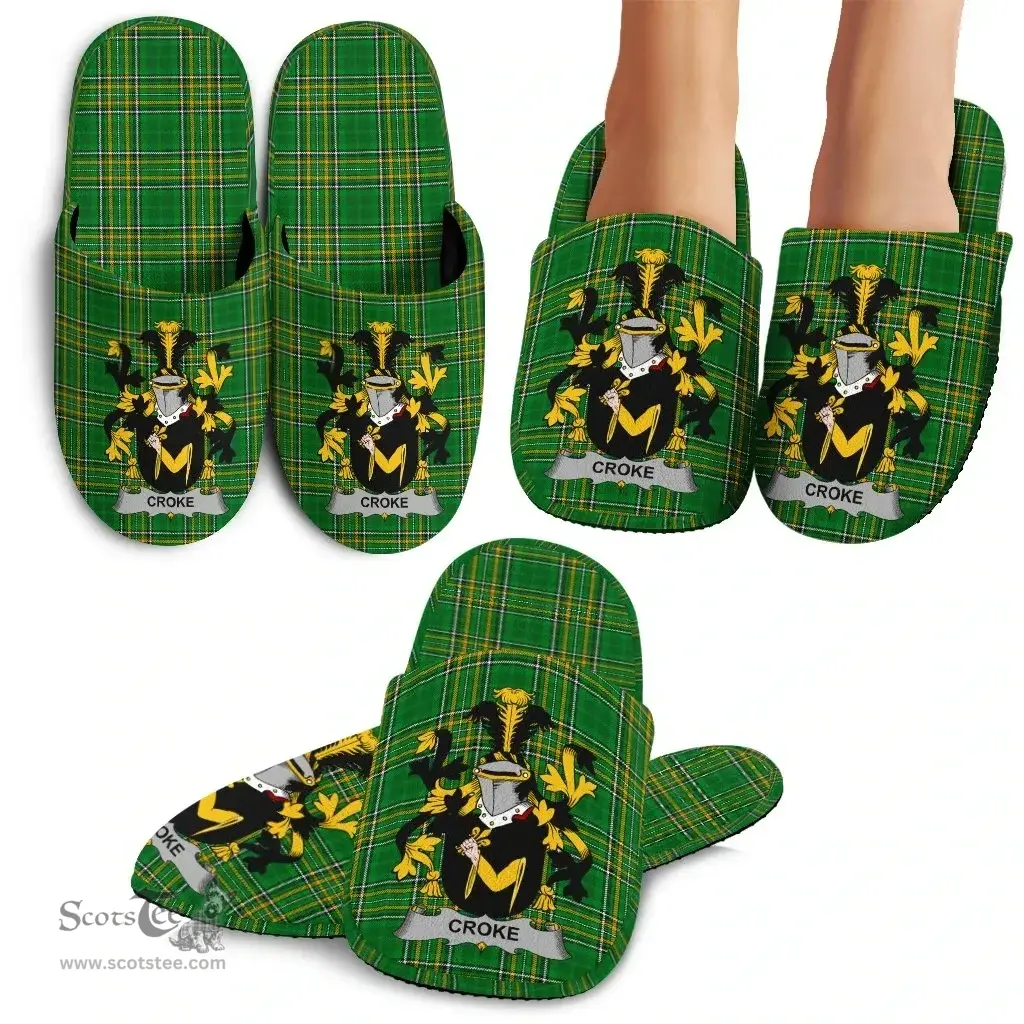 Irish Croke Coat of Arms Family Crest Ireland House Slippers Irish National Tartan Irish County Slippers