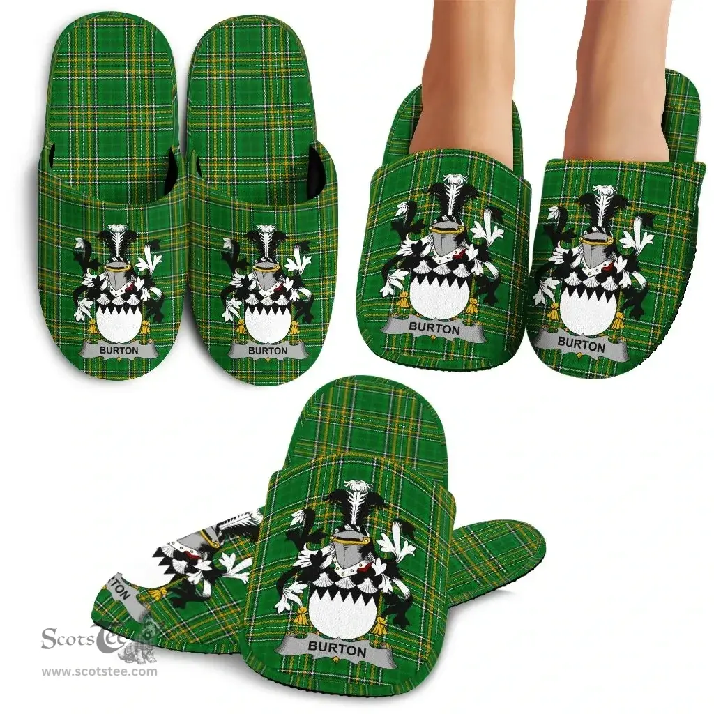 Irish Burt or Birt Coat of Arms Family Crest Ireland House Slippers Irish National Tartan Irish County Slippers