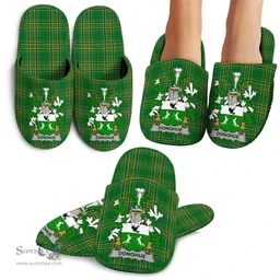 Irish Donohue or O'Donohue Coat of Arms Family Crest Ireland House Slippers Irish National Tartan Irish County Slippers